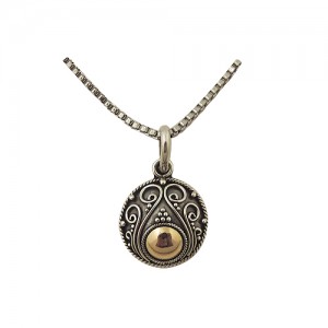 Pendentif rond bali .925 et or 18 kt