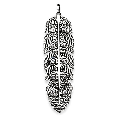 Pendentif en argent plume avec c.z