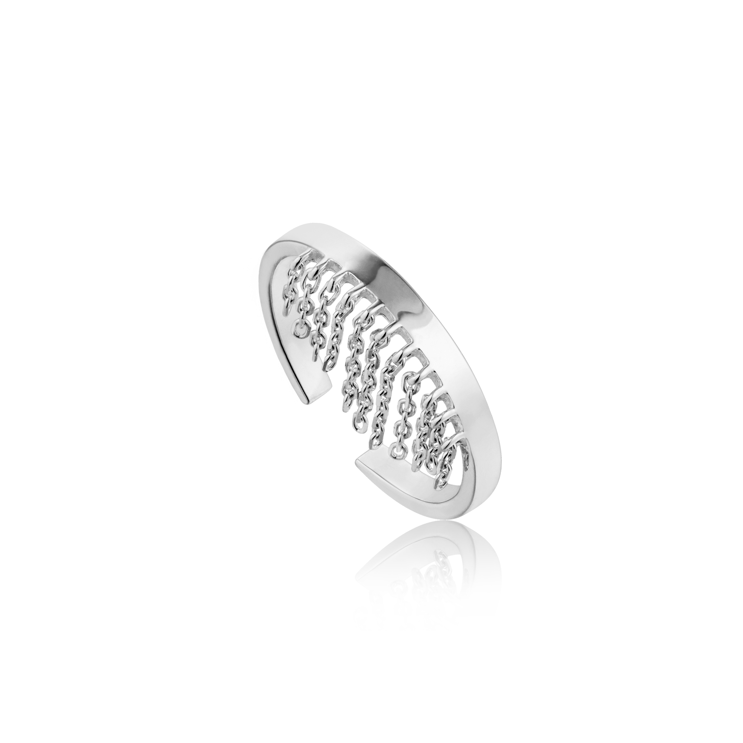 Adjustable Rhodium-Plated Silver Ring - R013-01H - Ania Haie