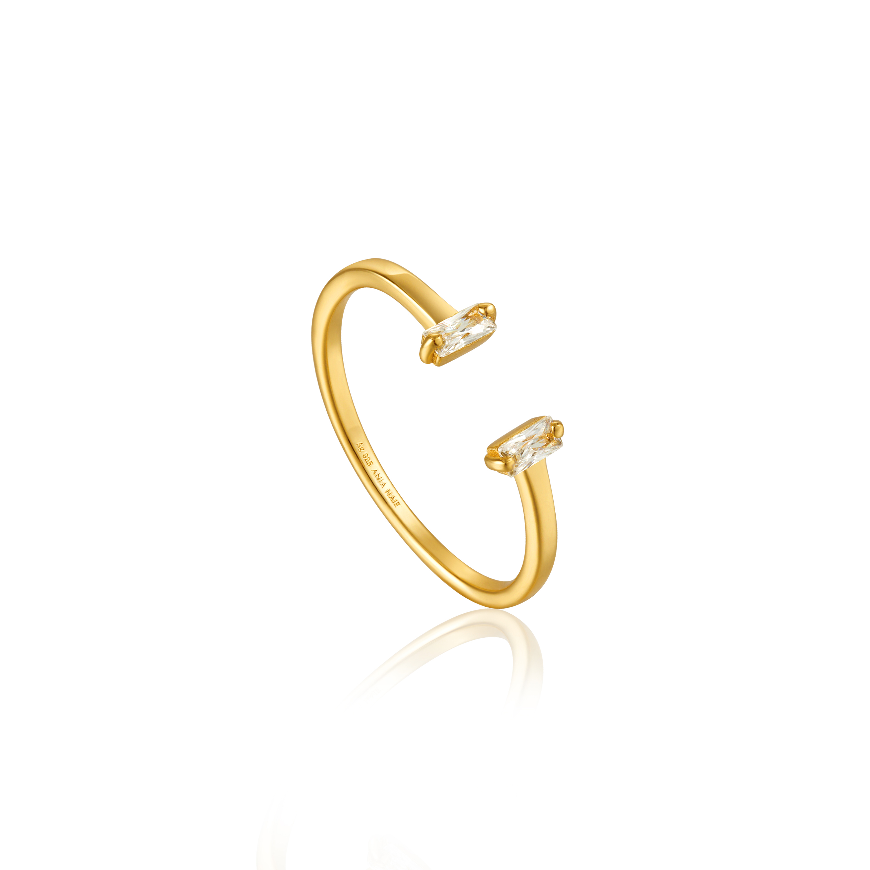  adjustable ring in golden silver c.z - R018-04G - Ania Haie