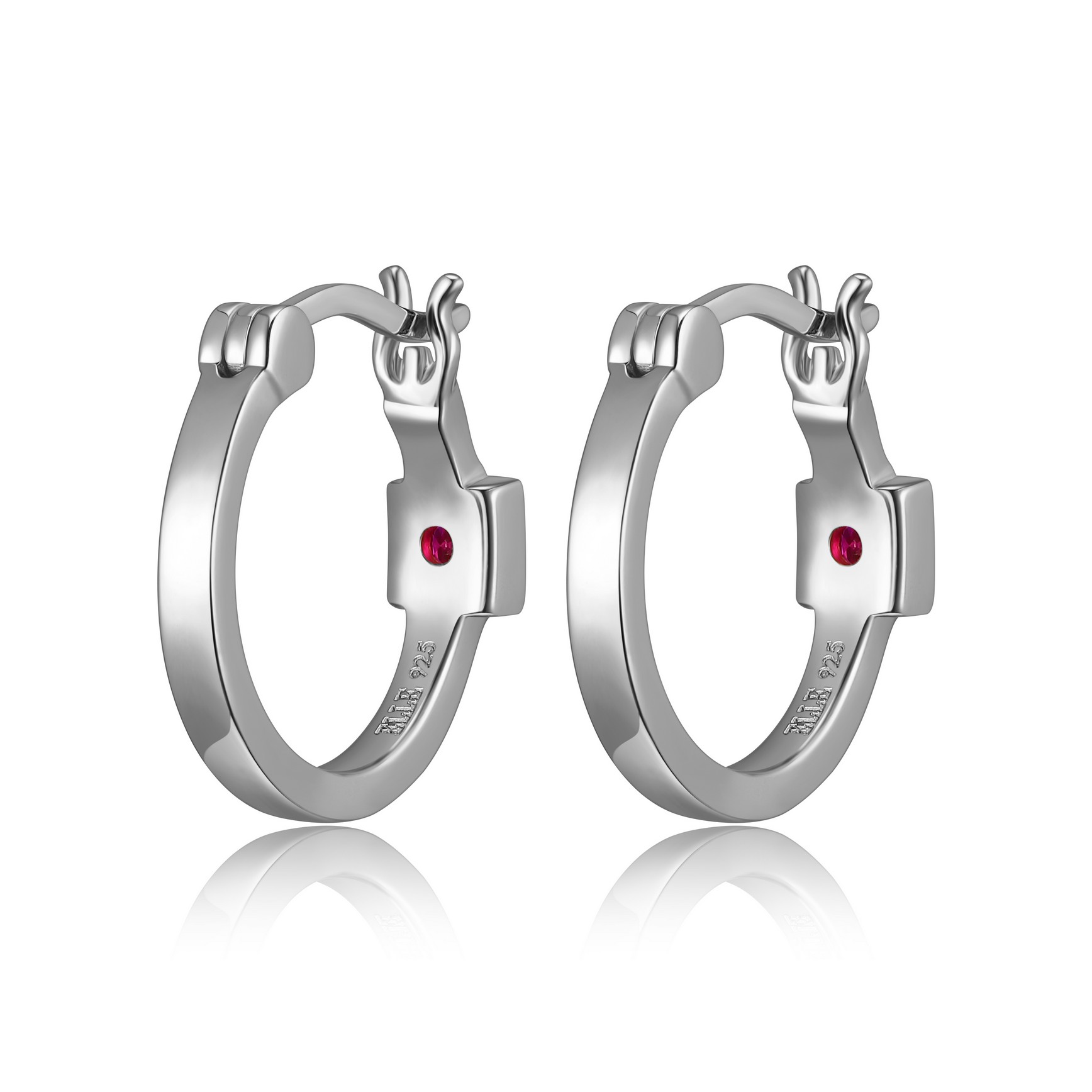 Rhodium-plated silver hoop earrings for women