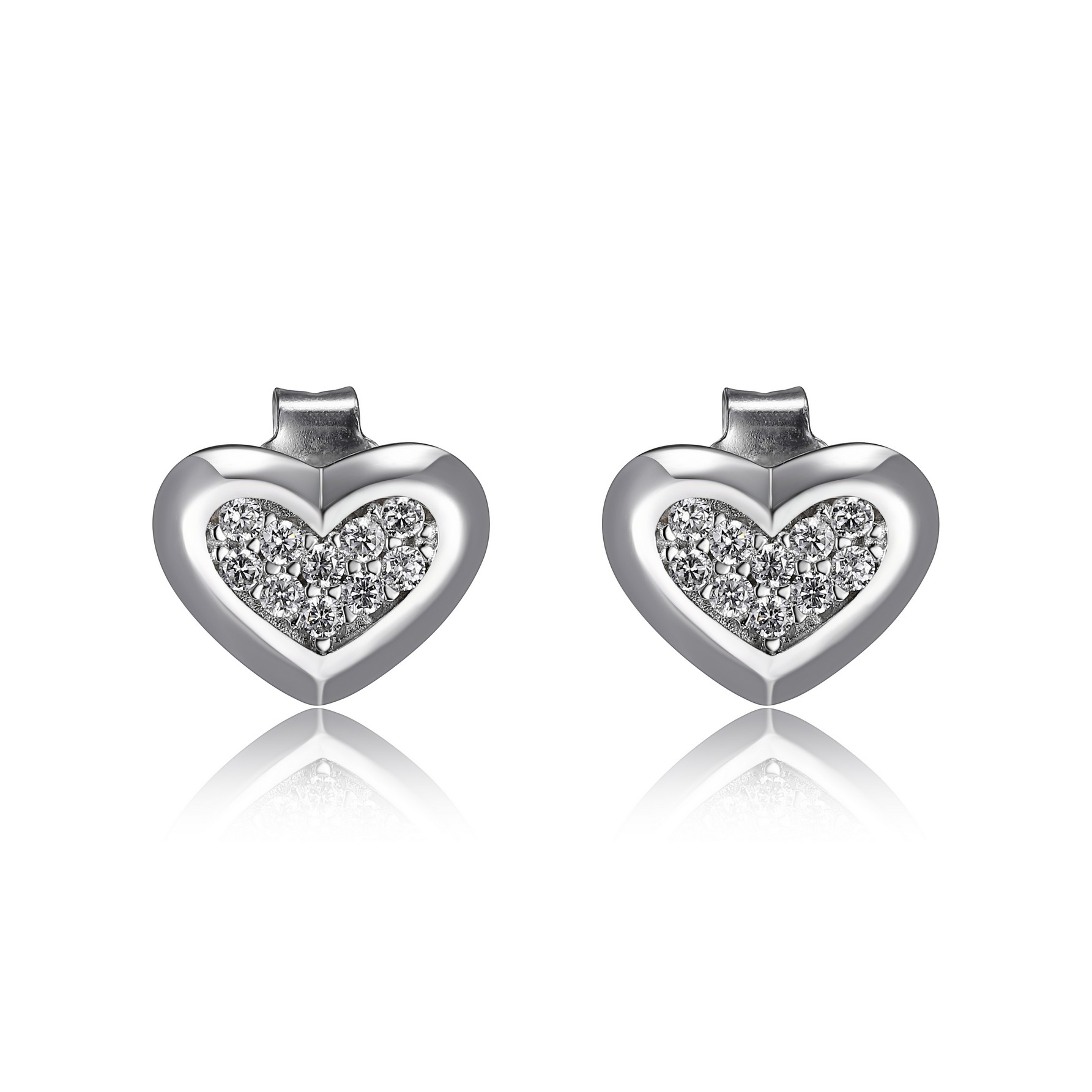 Rhodium-plated and cz heart fixed earrings - R2LCBA0058 - Elle