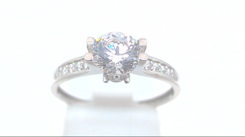 Bague or blanc 10 carats, zircons incolores - RDS01-2554-B - Exclusivités