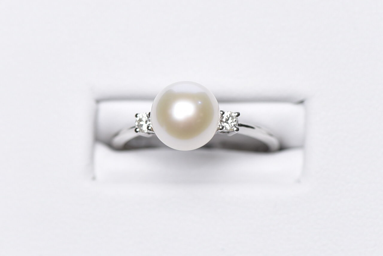 Bague or blanc perle 10 pts dia tot - RG096959-114 - Zen