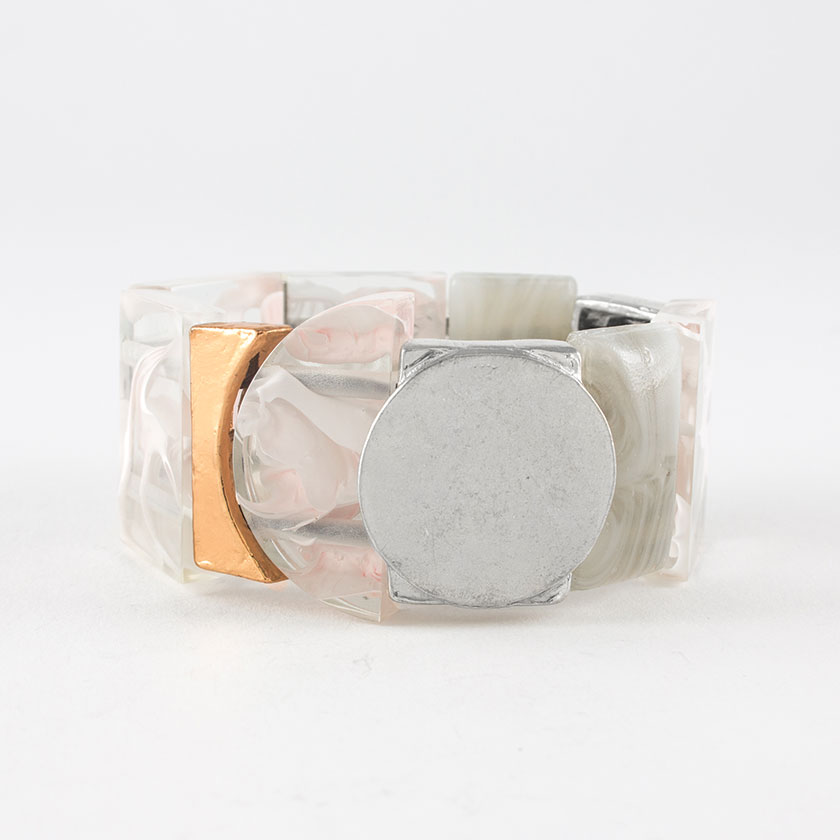 Expandable resin, glass and tin bracelet - SHERYL-ROSE - Anne-marie Chagnon