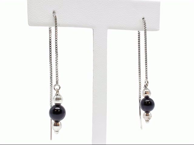 Bo pendantes argent et perle onyx