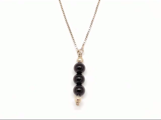 Collier argent et perle onyx