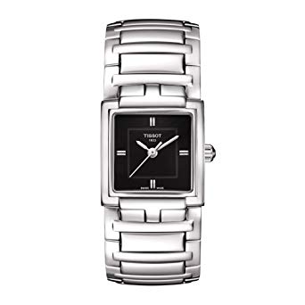 Square watch, stainless steel, black background - T0513101105100 - Tissot