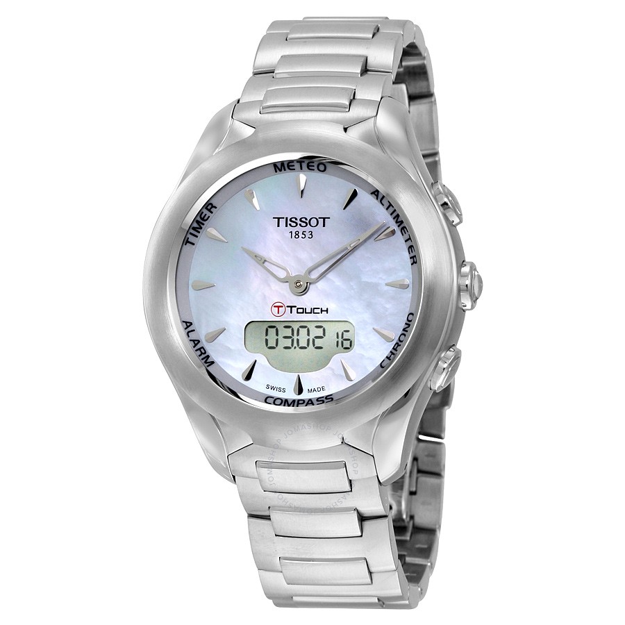 T-Touch stainless steel watch, mother-of-pearl background