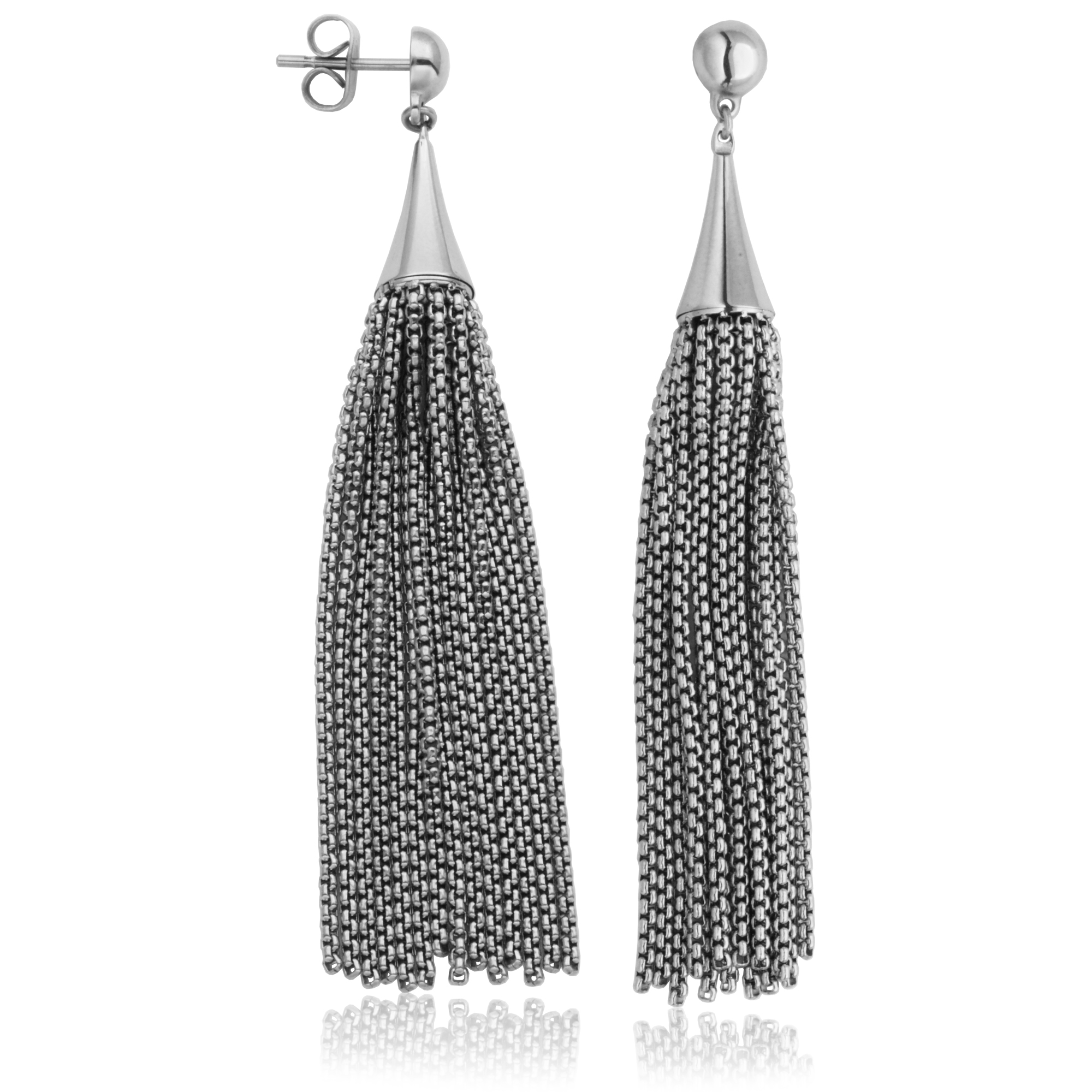 Dangling chain styled steel earrings - T2X9240100 - Steelx