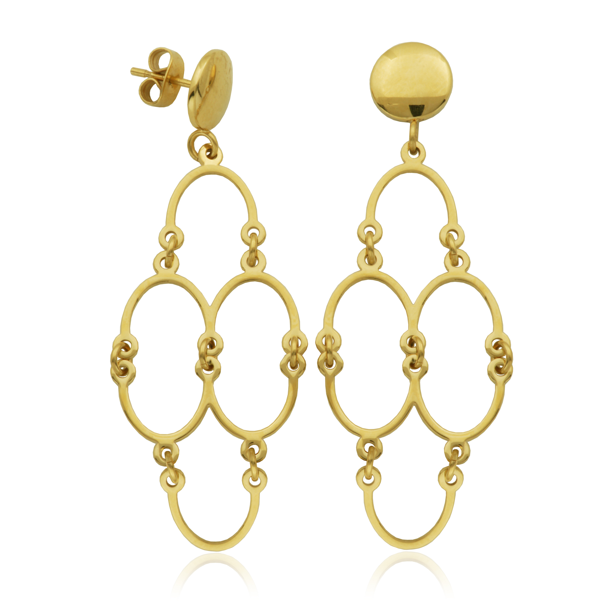 Dangling golden steel earrings - T2X9950200 - Steelx