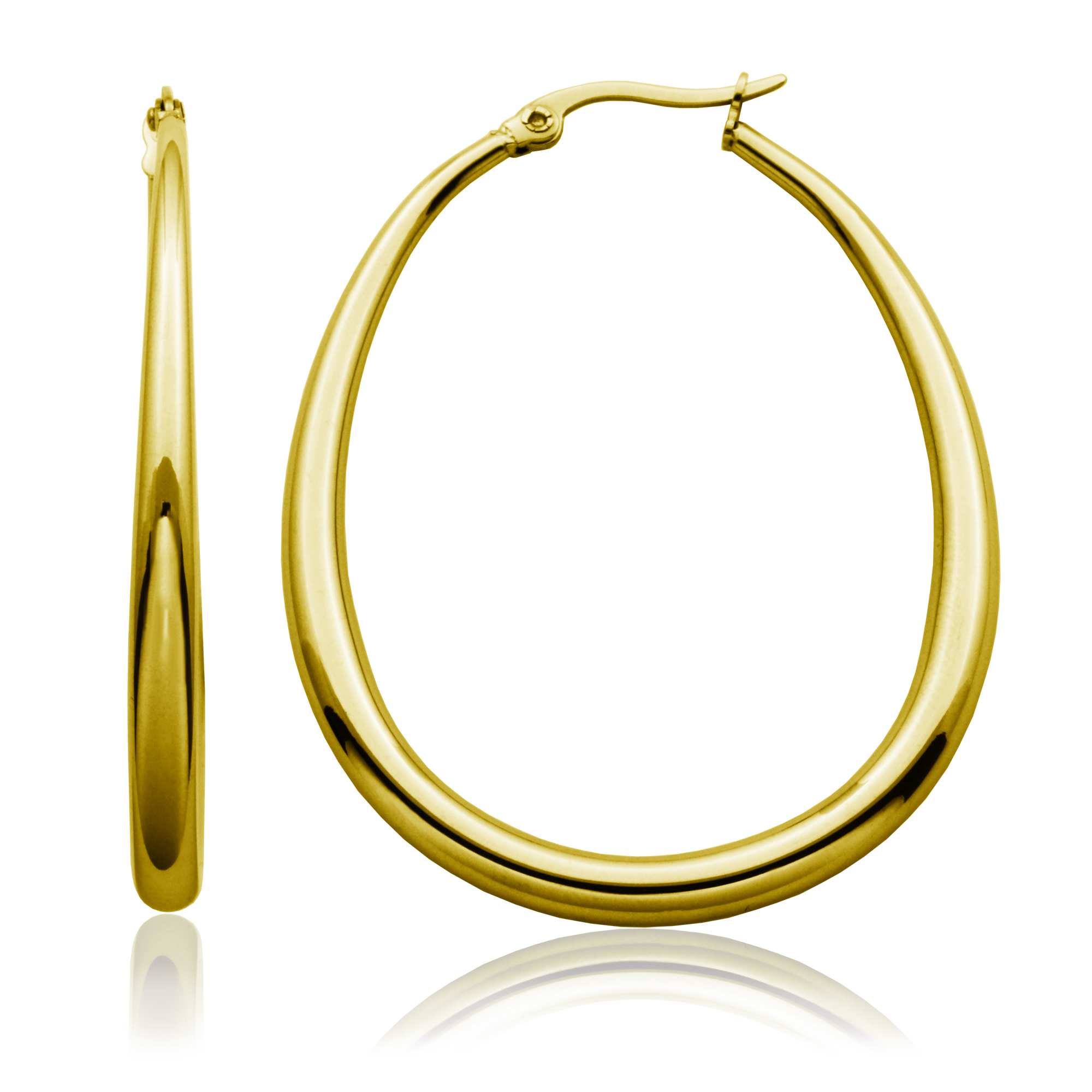 Golden steel hoop earrings for women - T2XA650230 - Steelx