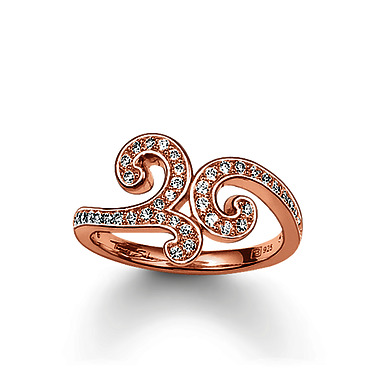 18 kt plated-rose gold ring with cz - TR19534161454 - Thomas Sabo