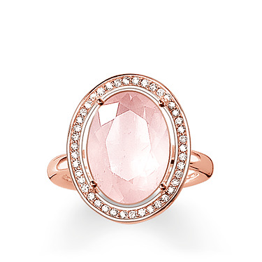 Bague argent rosé, pierre rose et cz