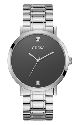 Stainless steel watch, black dial, diamond - U1315G1 - Guess