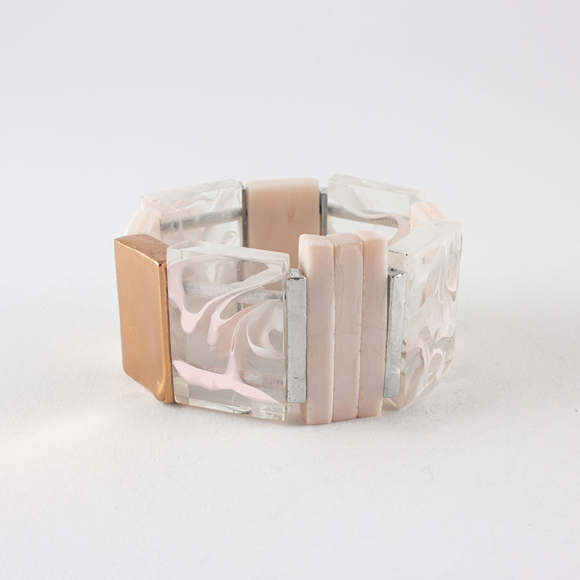 Expandable glass, resin, bronze and tin bracelet - VERA-ROSE - Anne-marie Chagnon