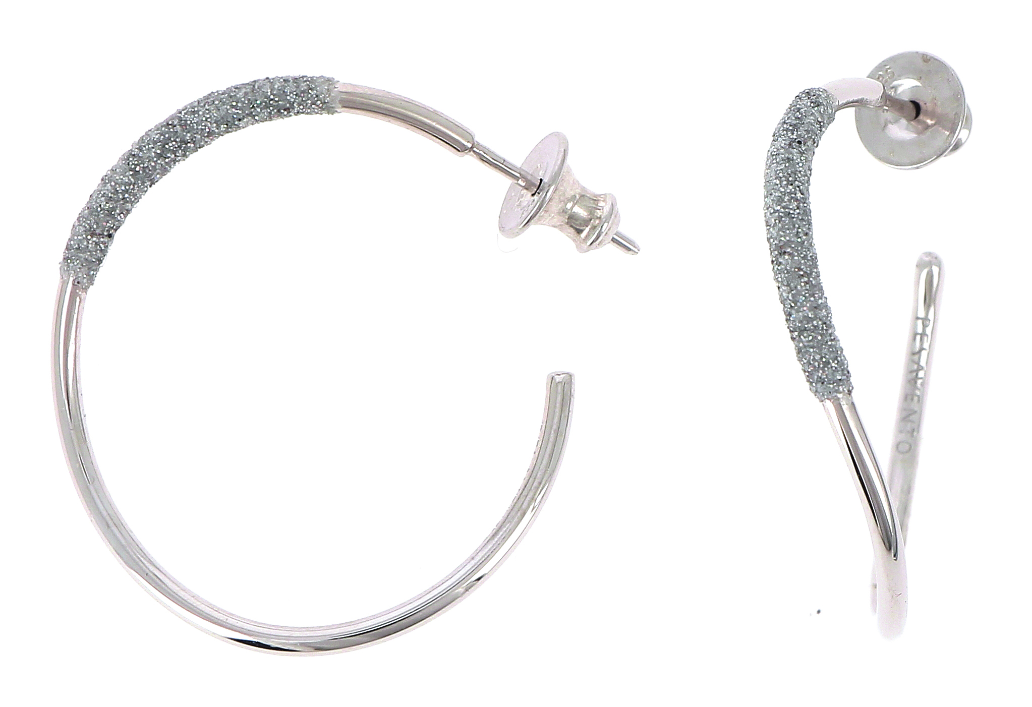 Hoop earrings in rhodium-plated silver dust of re - WPLVO1157 - Pesavento