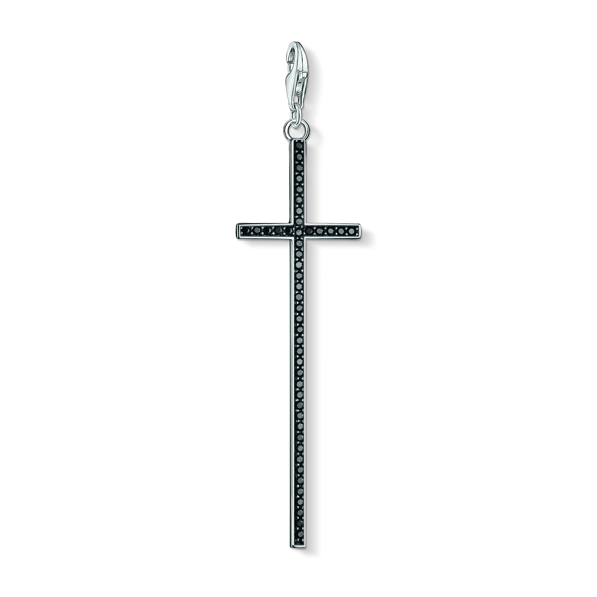 Charm croix, zircons noirs