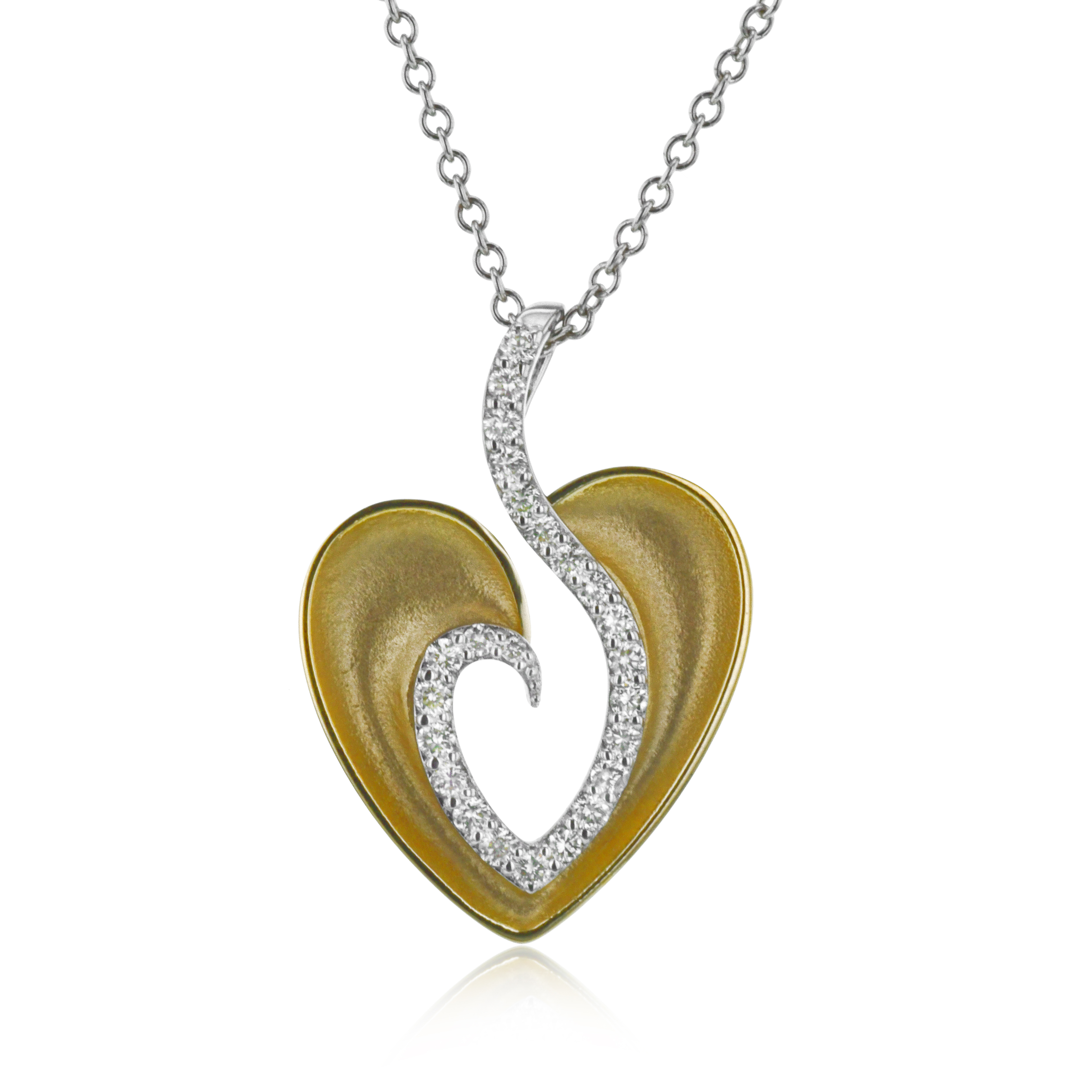 Pendentif coeur or 2 tons 16 pts dia tot