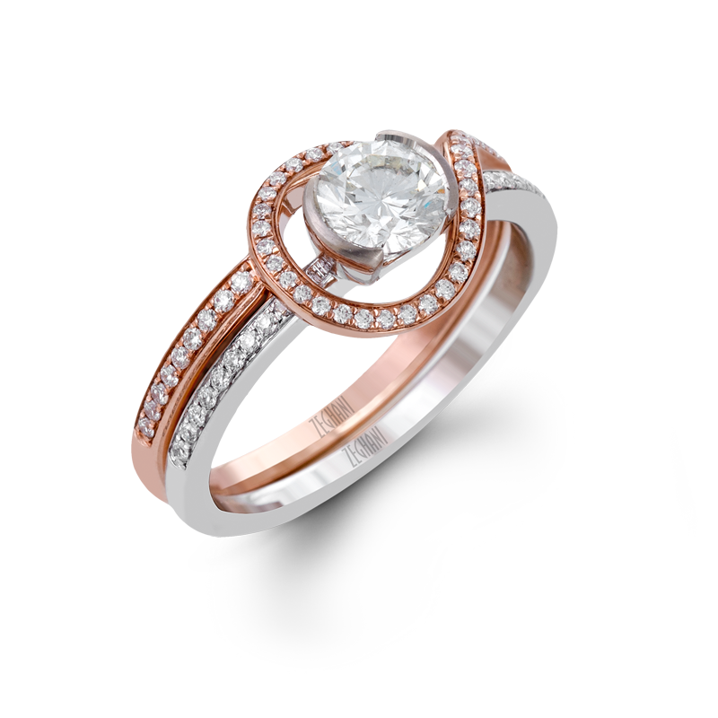 2-tone rose wedding ring with 81 dia pts - ZR1231 - Zeghani