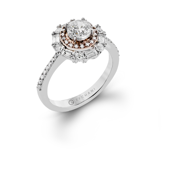 Bague or blanc central c.z + 59 pts dia - ZR1376 - Zeghani